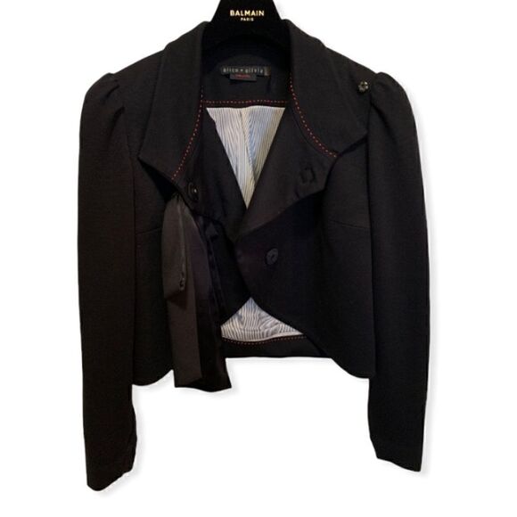 ❤️SOLD❤️Alice+Olivia Silk Bow Embellished Cropped Jacket - Picture 10 of 11